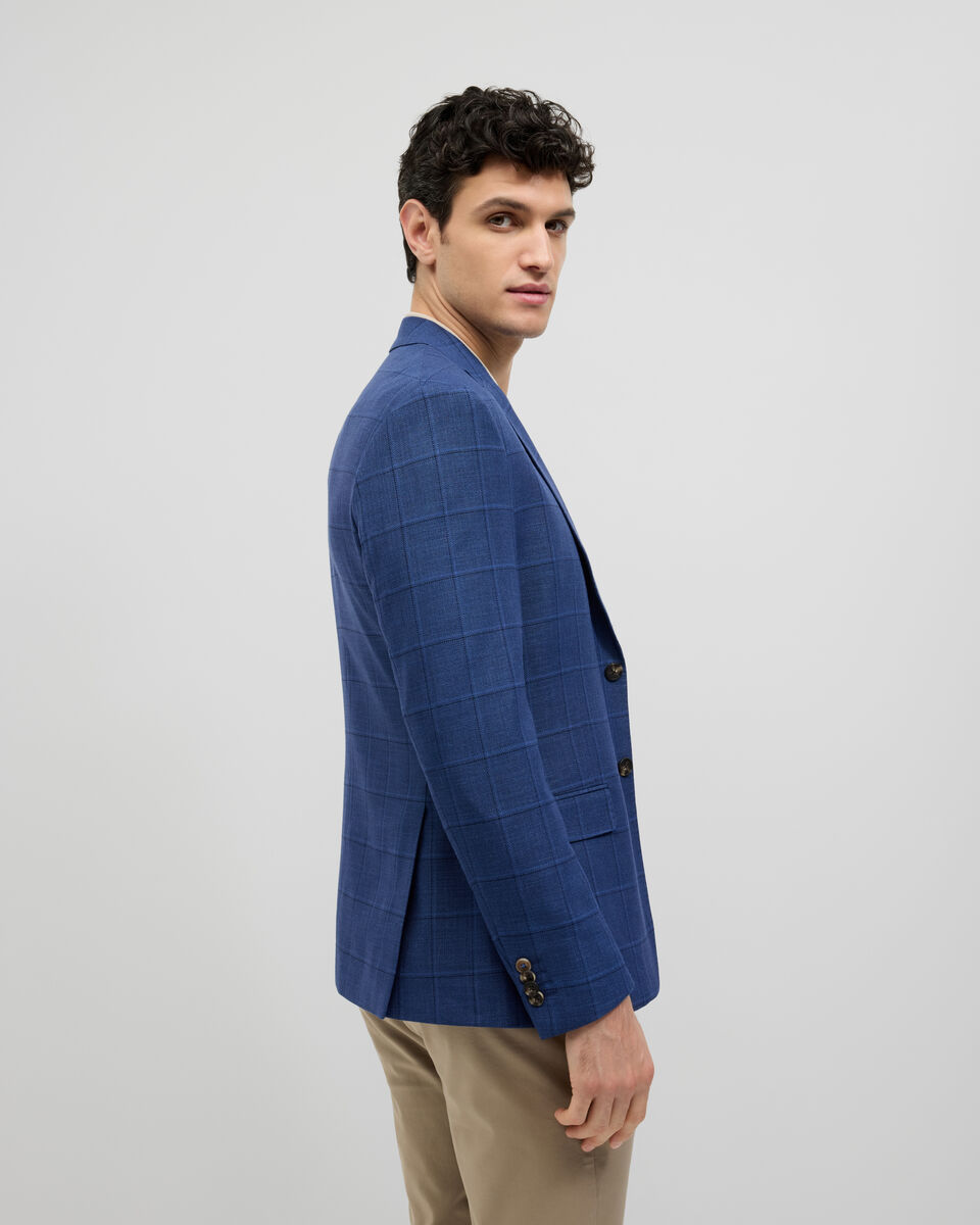 Windowpane Check Blazer, Blue, hi-res